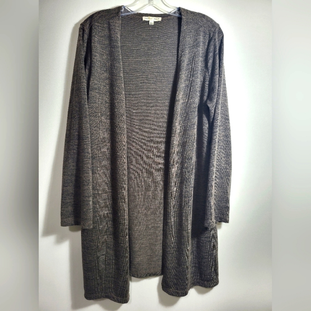 Notations gray open front cardigan     women's L  #1957
